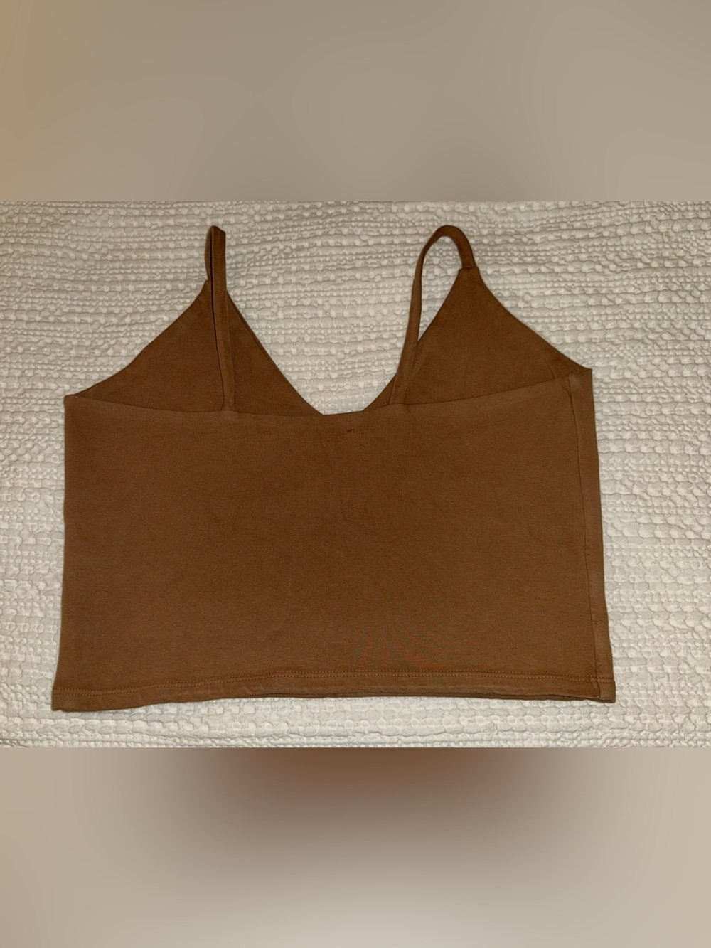 Like New GROCERIES APPAREL Two-Layer Spaghetti Crop Brown Size: Large - Picture 3 of 6